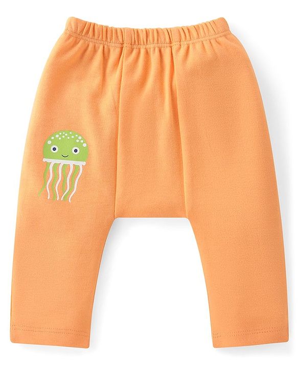 Babyhug Cotton Knit Anti-Microbial Ankle Length Diaper Leggings with Fish Print Pack of 5 - Multicolour