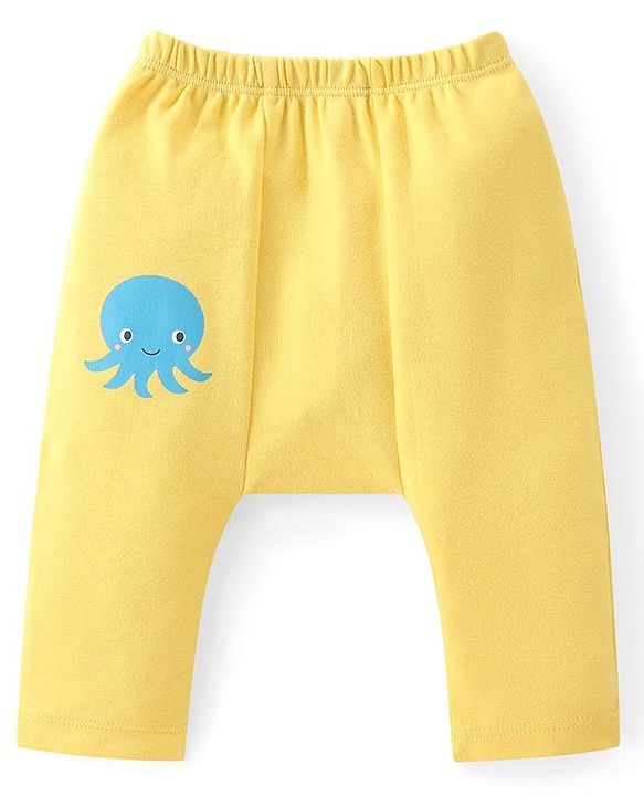 Babyhug Cotton Knit Anti-Microbial Ankle Length Diaper Leggings with Fish Print Pack of 5 - Multicolour