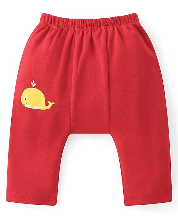 Babyhug Cotton Knit Anti-Microbial Ankle Length Diaper Leggings with Fish Print Pack of 5 - Multicolour