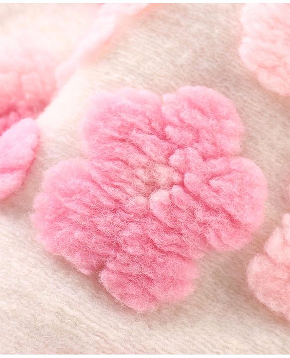 Babyhug Woven Full Sleeves Collared Neck Winter Coat With Floral Appliques - Pink