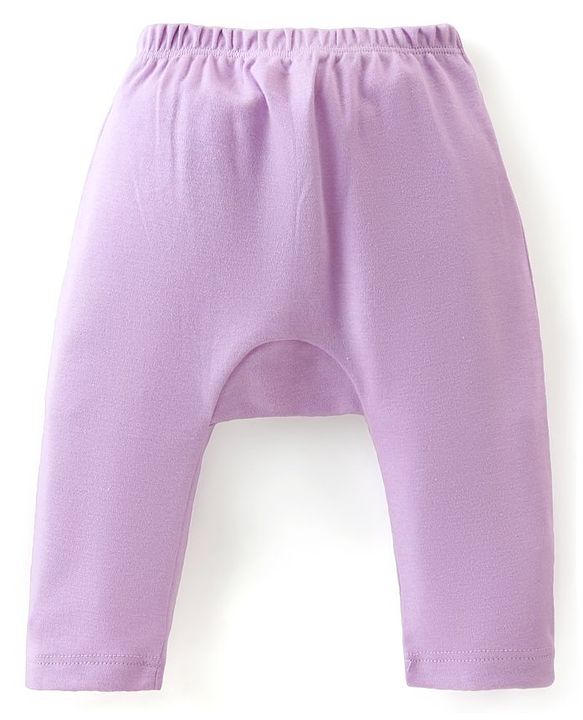 Babyhug Cotton Knit Full Length Anti Microbial Diaper Leggings with Kitty Bunny & Dino Print Pack of 3 - Yellow Purple & Pink