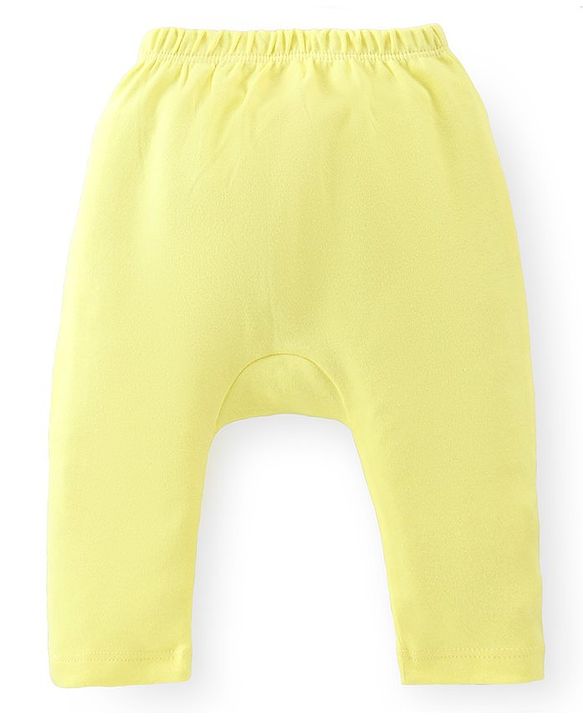 Babyhug Cotton Knit Full Length Anti Microbial Diaper Leggings with Kitty Bunny & Dino Print Pack of 3 - Yellow Purple & Pink