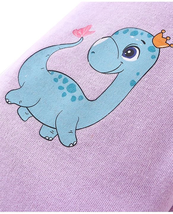 Babyhug Cotton Knit Full Length Anti Microbial Diaper Leggings with Kitty Bunny & Dino Print Pack of 3 - Yellow Purple & Pink
