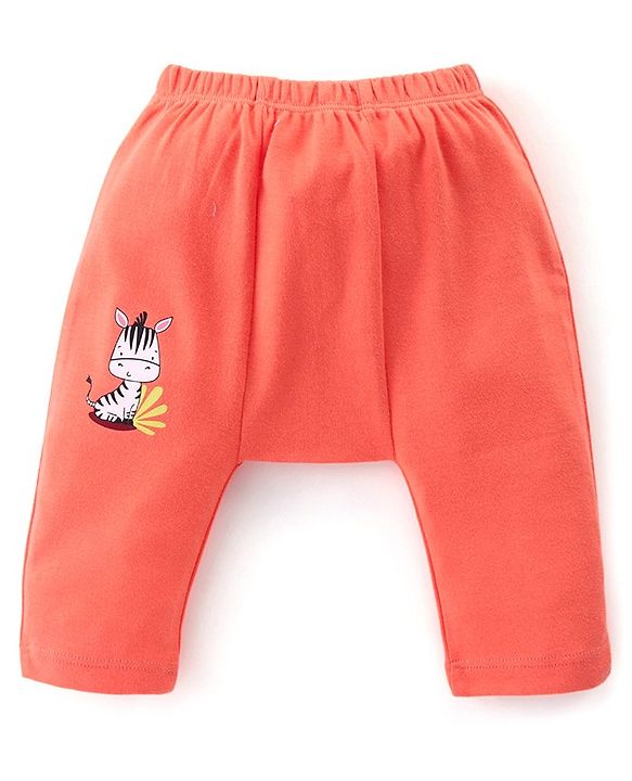 Babyhug Cotton Knit Anti-Microbial Ankle Length Diaper Pants with Animal Print Pack of 3 - Blue & Red