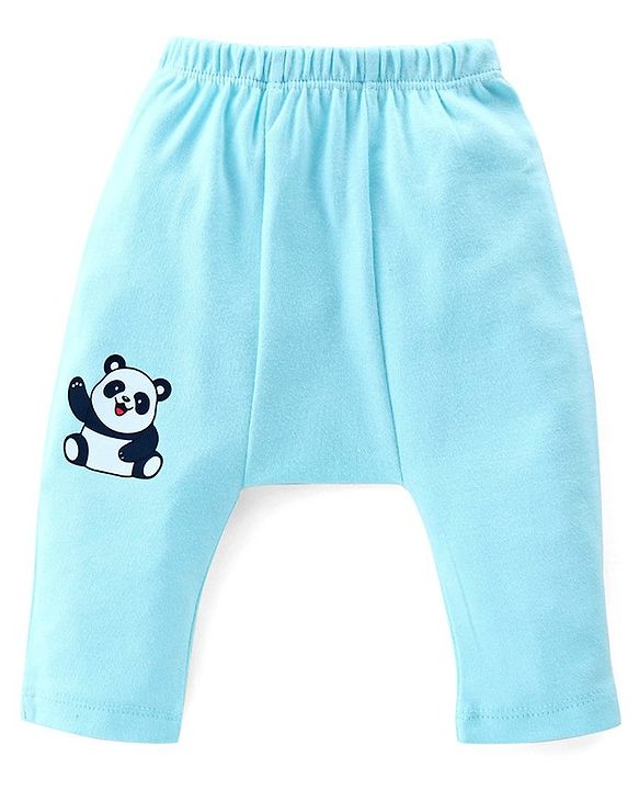 Babyhug Cotton Knit Anti-Microbial Ankle Length Diaper Pants with Animal Print Pack of 3 - Blue & Red