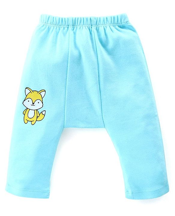 Babyhug Cotton Knit Anti-Microbial Ankle Length Diaper Pants with Animal Print Pack of 3 - Blue & Red
