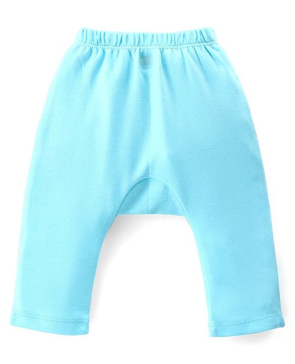 Babyhug Cotton Knit Anti-Microbial Ankle Length Diaper Pants with Animal Print Pack of 3 - Blue & Red