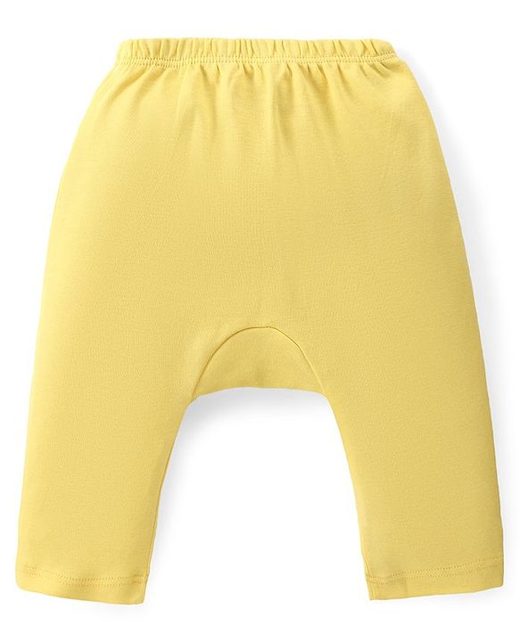 Babyhug Cotton Knit  Anti-Microbial Full Length Diaper Pants with Panda Print Pack of 3 - Blue Pink & Yellow