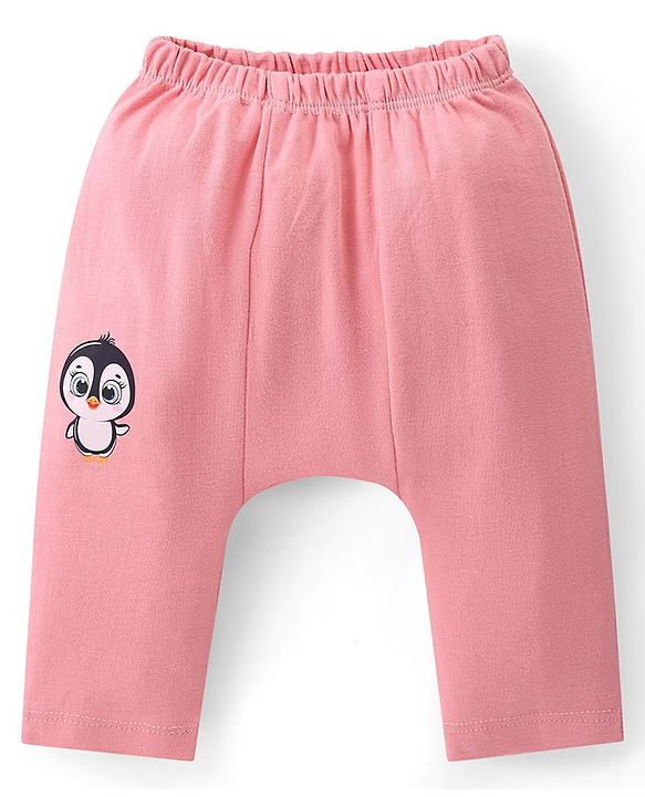 Babyhug Cotton Knit  Anti-Microbial Full Length Diaper Pants with Panda Print Pack of 3 - Blue Pink & Yellow