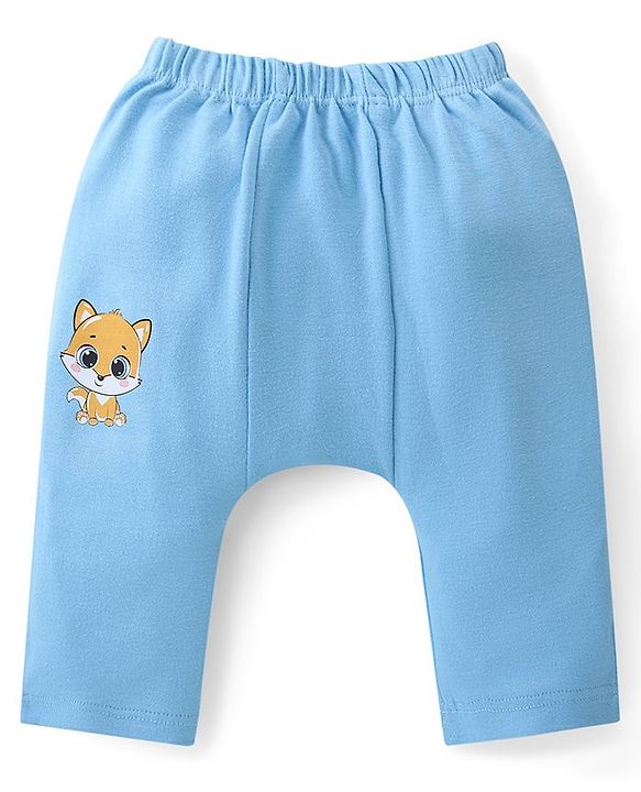 Babyhug Cotton Knit  Anti-Microbial Full Length Diaper Pants with Panda Print Pack of 3 - Blue Pink & Yellow