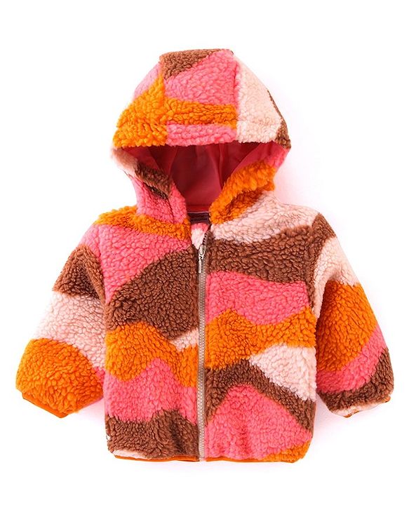 Babyhug Woven Full Sleeves Printed Sweatjacket with Hood - Multicolour
