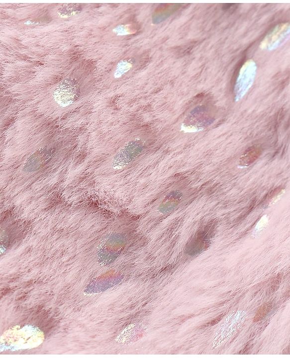 Babyhug Woven Full Sleeves Hooded Winter Fur Jacket with Pockets - Pink