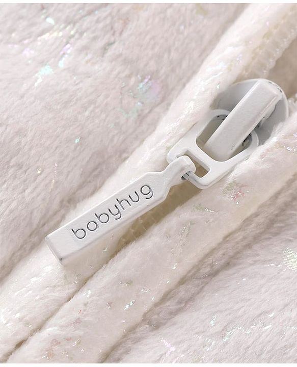 Babyhug Full Sleeves Front Open Padded Hooded Jacket with Solid Colour - White