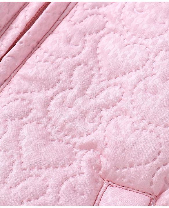 Babyhug Woven Full Sleeves Padded Hooded Jacket With Bunny Detailing - Pink