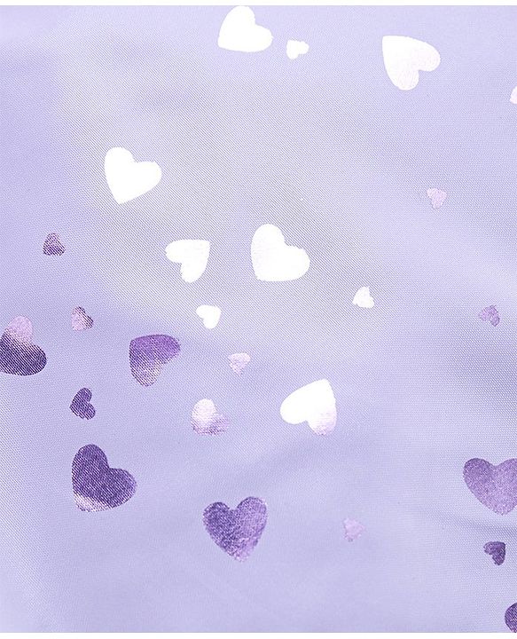 Babyhug Full Sleeves Hooded  Winter Romper Hearts Foil Print - Lavender