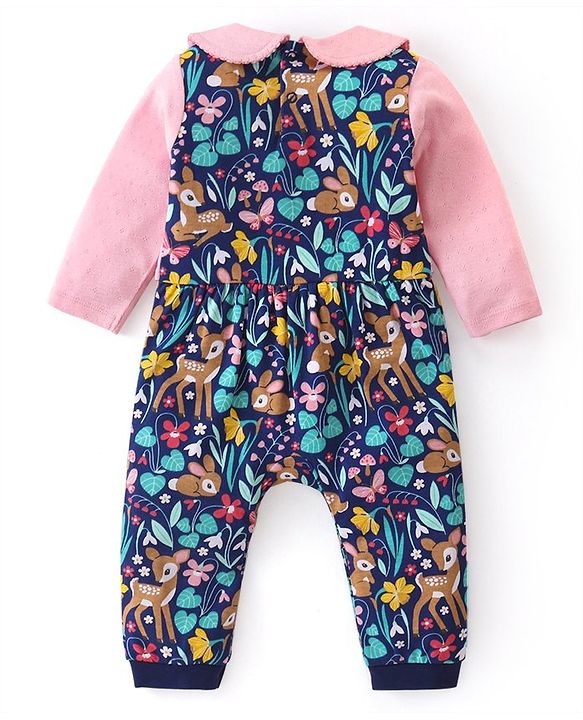 Babyhug 100% Interlock Cotton Knit Full Sleeves Romper With Booties & Headband With Bow Detailing - Multicolour