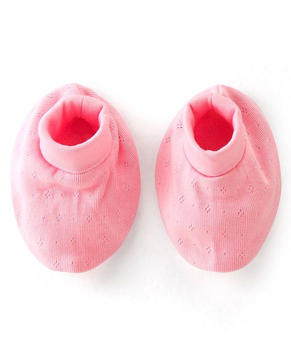 Babyhug 100% Interlock Cotton Knit Full Sleeves Romper With Booties & Headband With Bow Detailing - Multicolour