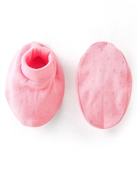 Babyhug 100% Interlock Cotton Knit Full Sleeves Romper With Booties & Headband With Bow Detailing - Multicolour