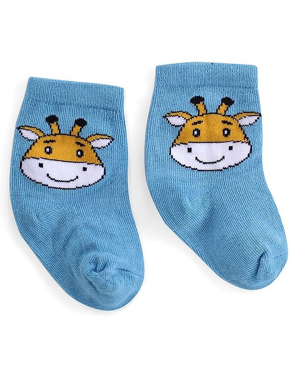 Cute Walk by Babyhug Ankle Length Antibacterial Knitted Striped & Lion Design Socks Pack Of 3 - Blue & White