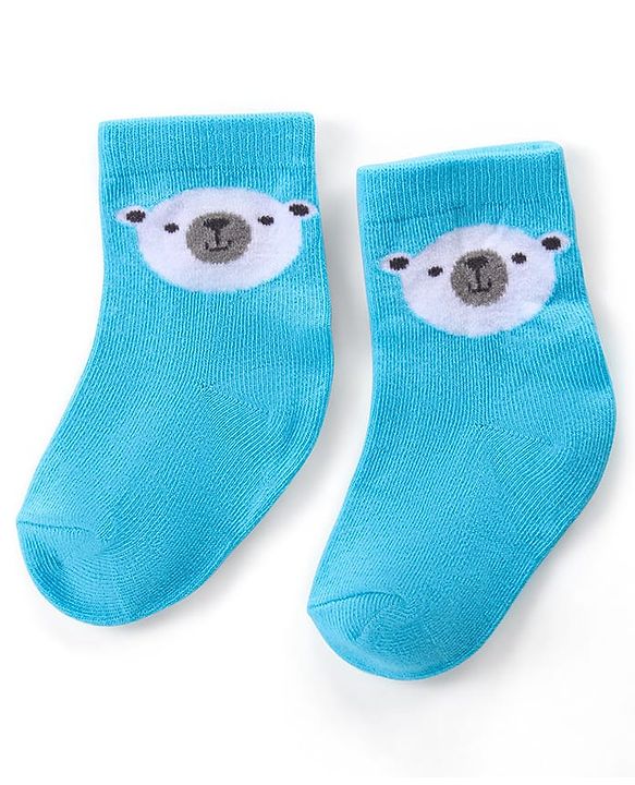 Cute Walk by Babyhug Ankle Length Antibacterial Knitted Striped & Penguin Design Socks Pack Of 3 - Blue & Yellow