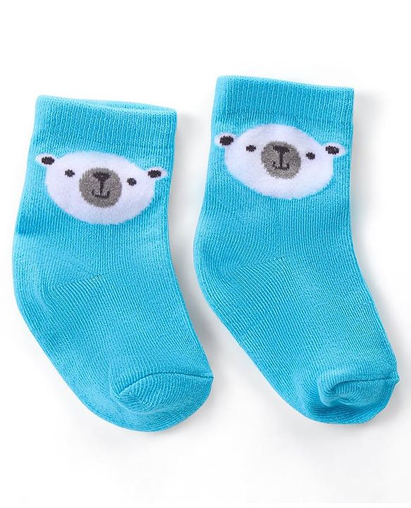 Cute Walk by Babyhug Ankle Length Antibacterial Knitted Striped & Penguin Design Socks Pack Of 3 - Blue & Yellow