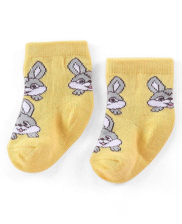 Cute Walk by Babyhug Knitted Anti-Bacterial Ankle Length Striped Socks Pack of 3 - Yellow & Green
