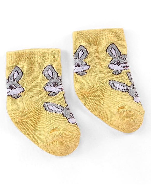 Cute Walk by Babyhug Knitted Anti-Bacterial Ankle Length Striped Socks Pack of 3 - Yellow & Green