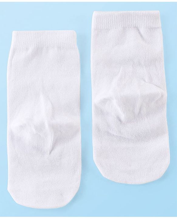 Cute Walk by Babyhug Knitted Anti-bacterial Ankle Length Animal Designed Socks Pack of 3 - White Blue & Orange