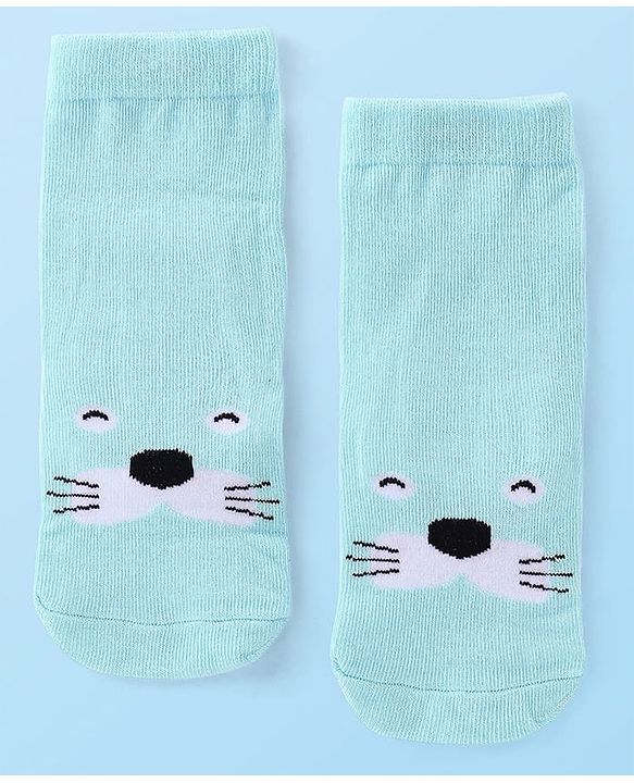 Cute Walk by Babyhug Knitted Anti-bacterial Ankle Length Animal Designed Socks Pack of 3 - White Blue & Orange