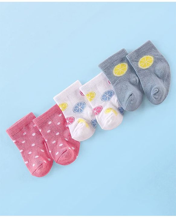 Cute Walk by Babyhug Knitted Anti-Bacterial Ankle Length Polka Dots Designed  Socks Pack of 3 - Pink White & Grey
