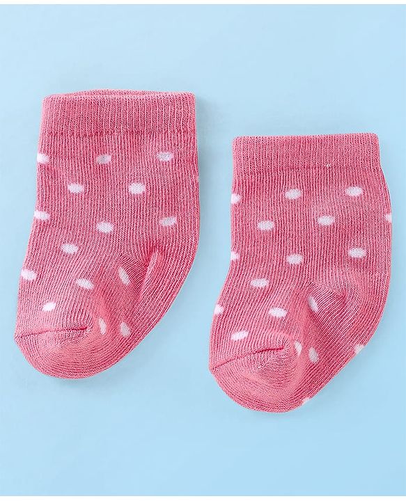 Cute Walk by Babyhug Knitted Anti-Bacterial Ankle Length Polka Dots Designed  Socks Pack of 3 - Pink White & Grey