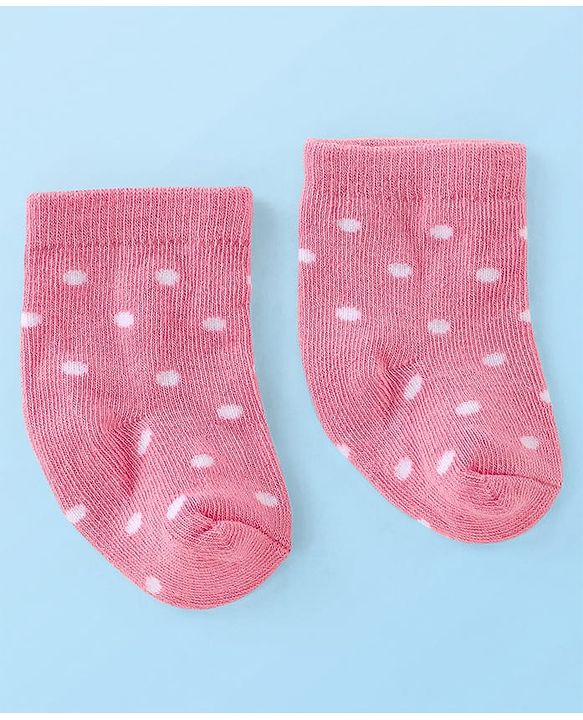 Cute Walk by Babyhug Knitted Anti-Bacterial Ankle Length Polka Dots Designed  Socks Pack of 3 - Pink White & Grey