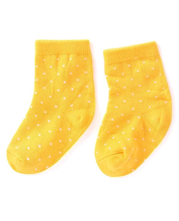 Cutewalk By Babyhug Anti Bacterial Ankle Length Floral & Polka Dots Design Socks Pack of 3 - Blue Yellow & Pink
