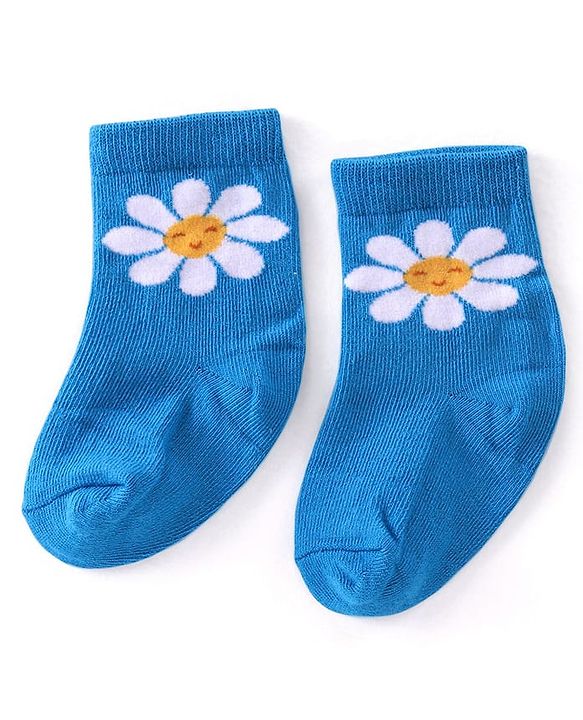 Cutewalk By Babyhug Anti Bacterial Ankle Length Floral & Polka Dots Design Socks Pack of 3 - Blue Yellow & Pink