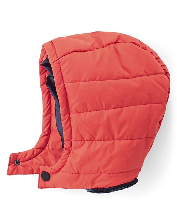 Babyhug Woven Full Sleeves Front Open Color Block Padded Hooded Jacket- Orange