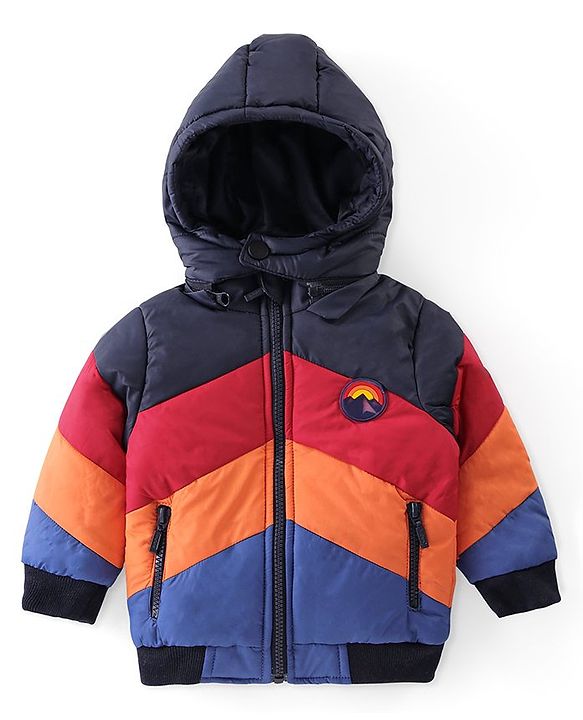 Babyhug Full Sleeves Padded Jacket with Pockets  & Detachable Hood - Multicolour