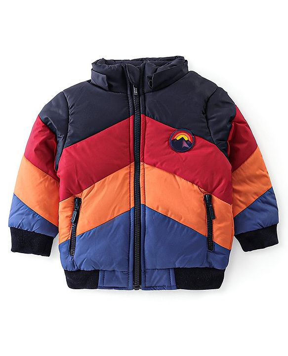 Babyhug Full Sleeves Padded Jacket with Pockets  & Detachable Hood - Multicolour