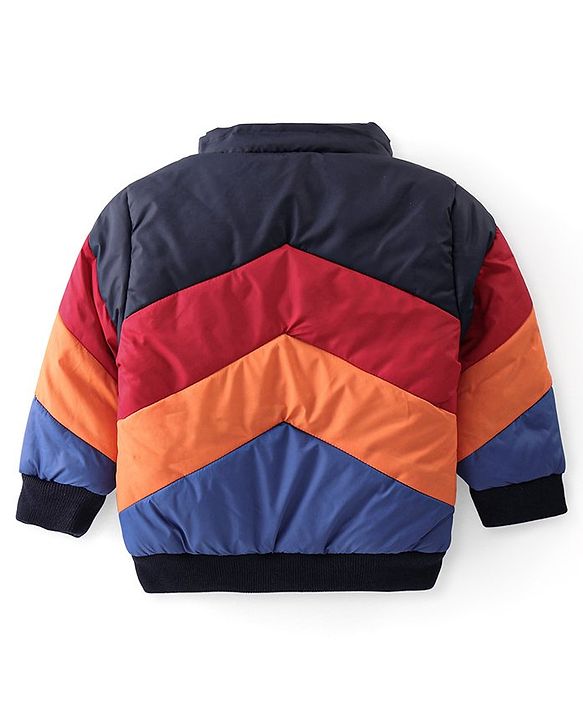 Babyhug Full Sleeves Padded Jacket with Pockets  & Detachable Hood - Multicolour