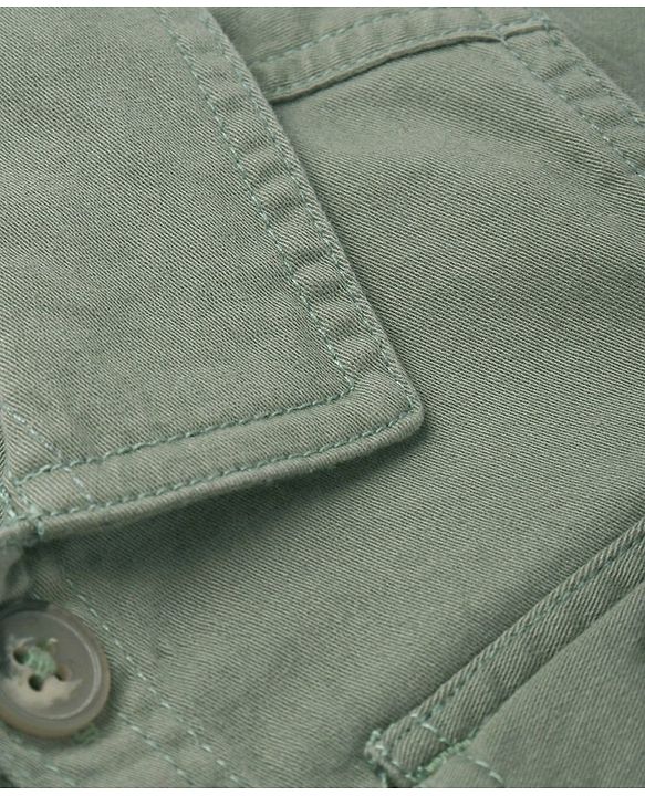 Babyhug Twill Woven Full Sleeves Collar Neck Washed Denim Jacket - Olive Green