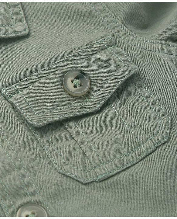 Babyhug Twill Woven Full Sleeves Collar Neck Washed Denim Jacket - Olive Green