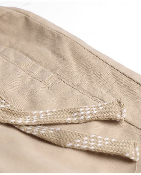 Babyhug Cotton Spandex Full Length Solid Colour Trousers - Fawn