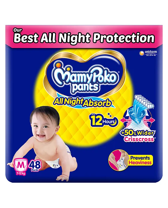 Mamypoko pants All night absorb| Pant Style Baby Diapers Medium