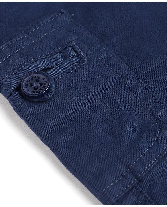 Babyhug Cotton Spandex Full Length Trouser Solid Colour - Navy Blue