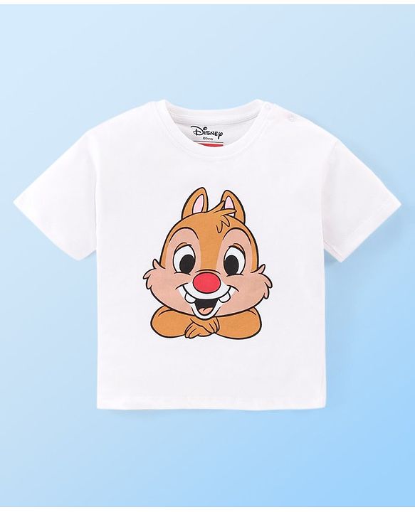 Babyhug Disney Cotton Knit Half Sleeves T-Shirt & Shorts Set With Chip n Dale Graphics - Red & White