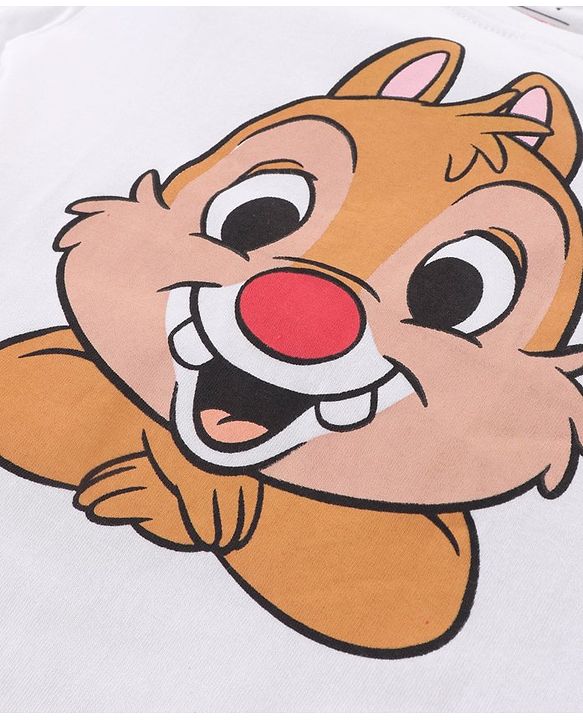 Babyhug Disney Cotton Knit Half Sleeves T-Shirt & Shorts Set With Chip n Dale Graphics - Red & White