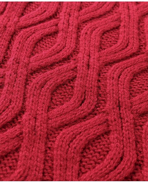 Babyhug Knitted Sleeveless Pullovers Sweater With Cable Knit Design - Red