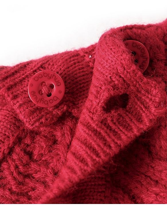 Babyhug Knitted Sleeveless Pullovers Sweater With Cable Knit Design - Red