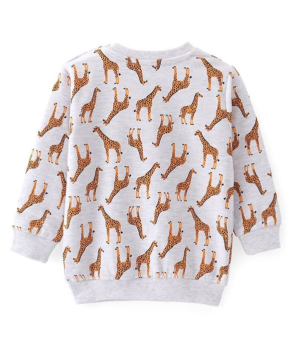 Babyhug Cotton Knit Full Sleeves Sweatshirts with Giraffe Print Pack of 2 - White & Green