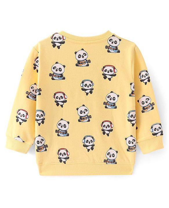 Babyhug Cotton Knit Full Sleeves Sweatshirts With Panda Print Pack of 2 - Yellow & Blue