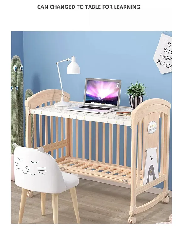 BabyTeddy 12 in 1 Patented Multifunctional Baby Crib Baby Cot Toddler Bed Cradle Rocker Convertible Desk Kid s Sofa with Mattress and Designer Mosquito Net Diaper Changing Station Online in India Buy ...